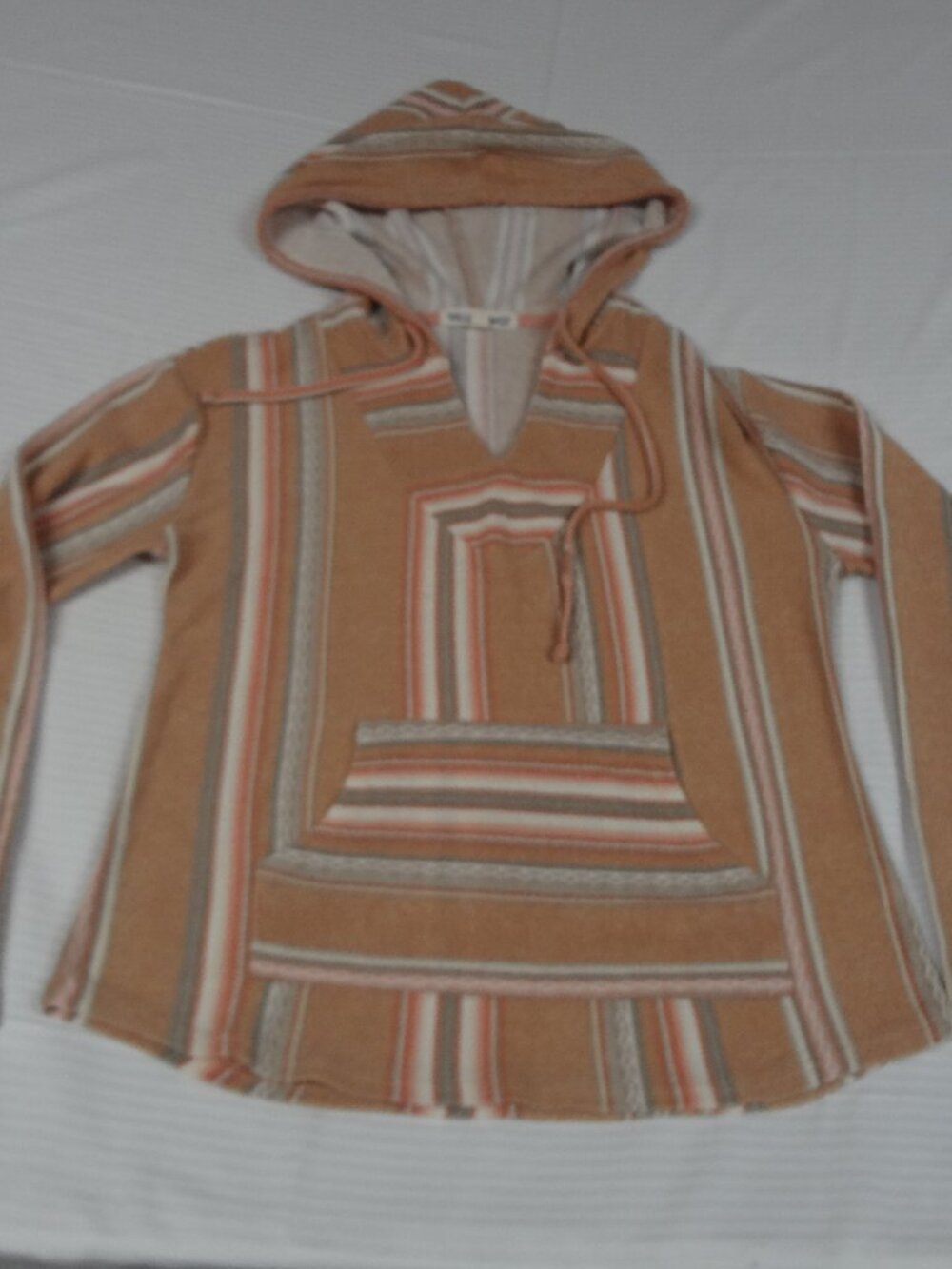 WALLFLOWER TAN WHITE AZTECH INSPIRED PATTERN PULLOVER HOODIE YOUTH MEDIUM L737